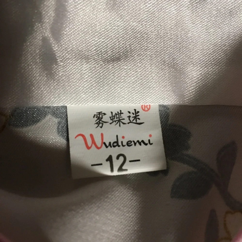 Wudiemi Girls Size 12 Chinese Qipao Cheongsam Dress Pink White Peacock Floral